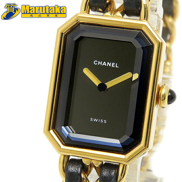 CHANEL プルミエール Lサイズ クォーツ シャネル 16cm 17cm H0001 ブラック ゴールド ヴィンテージ GP Qz 逸品質屋 丸高 尼崎市 レディース 中古 送料無料 腕時計 兵庫県 2針 Marutaka USED プレゼント 可愛い アンティーク ファッション 四角 お洒落 アナログ 買取