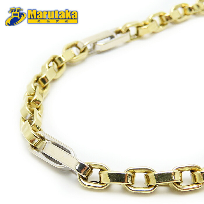 デザインヴェネチアン ブレスレット 20.5cm K18 YG WG 逸品質屋 丸高 尼崎市 Venetian Yellow Gold White Gold Bracelet Au 750 18K Marutaka USED jewelry 兵庫県 送料無料 中古 買取 プレゼント ファッション お洒落 宝石 ジュエリー Pawn shop 実店舗有
