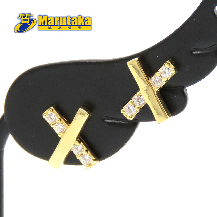K18 ピアス クロス型 ジルコニア 1.3g 750 イエローゴールド 18金 逸品質屋 丸高 尼崎市 Marutaka USED jewelry 兵庫県 送料無料 中古 買取 プレゼント ファッション お洒落 宝石 ジュエリー Pawn shop 実店舗有 適格請求書発行事業者 yellow gold cross zirconia|逸品質屋 丸高