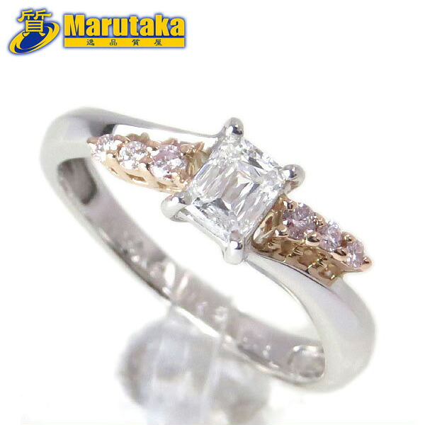 Pt950/K18 ダイヤモンドリング 0.328ct ブリリアンカット G-VSII 中央宝石鑑定書付 11.5号【中古】【送料無料】