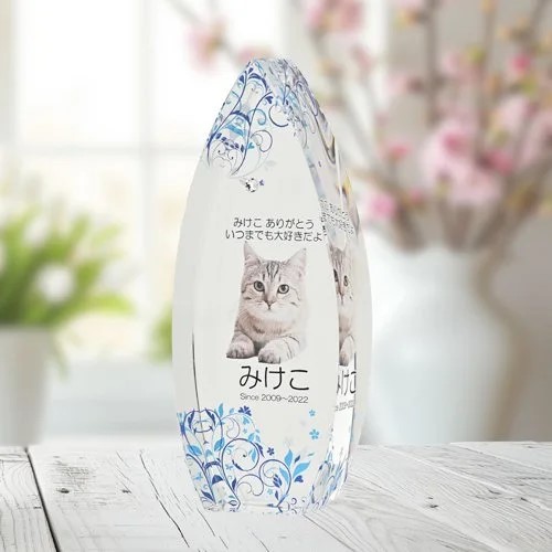 クリスタル位牌　しずく　SHIZUKU　ブルー　【オリジナルオーダー商品】