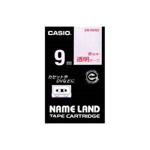 (まとめ)カシオ CASIO 透明テープ XR-9XRD 透明に赤文字 9mm【×5セット】