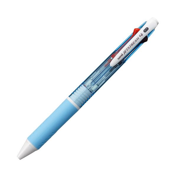（まとめ）三菱鉛筆 ジェット機流れ4色ボールペン 0.7粍 (軸色：水色) SXE450007.8 1本【×20仕掛ける】