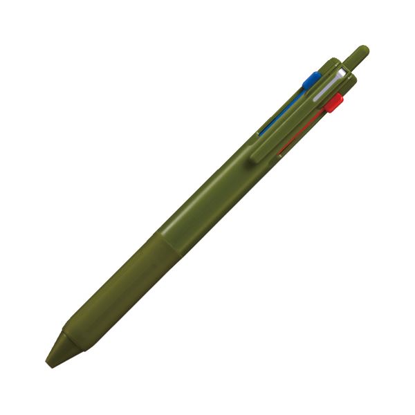 （まとめ）三菱鉛筆 ジェット機流れ3色ボールペン 0.7粍 (軸色：うす暗いオリーブ) SXE350707.18 1本【×20仕掛ける】