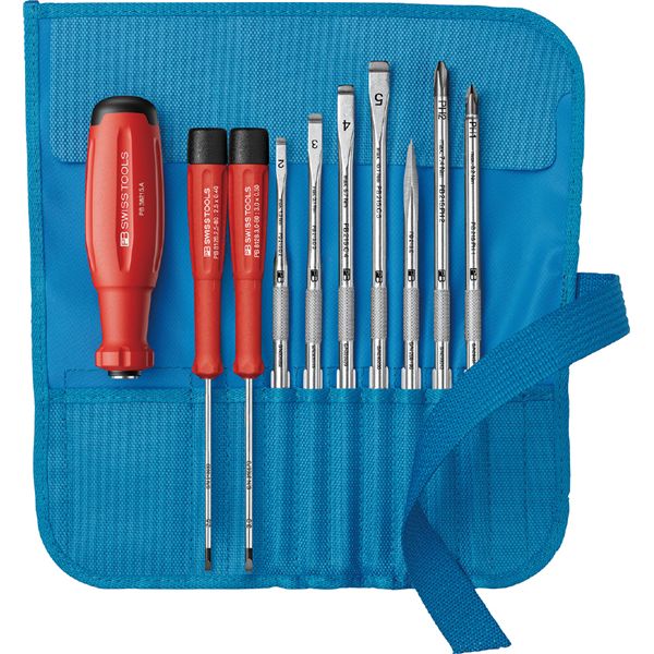 PB SWISS TOOLS ピービースイスツールズ 9本組 差替式ドライバーセット ターコイズ 38218.TU｜日本茶と健康茶のお店いっぷく茶屋