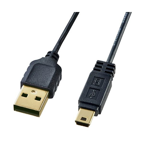 （まとめ）サンワサプライ 極細ミニUSB有線テレビ(A)牡-mini(B)牡 黒いこと 0.5m KU-SLAMB505BKK 1本【×10仕掛ける】