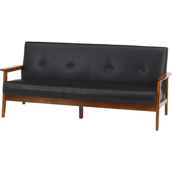 バイキャストPUソファ 3P DBR ダークブラウン 組立品【代引不可】