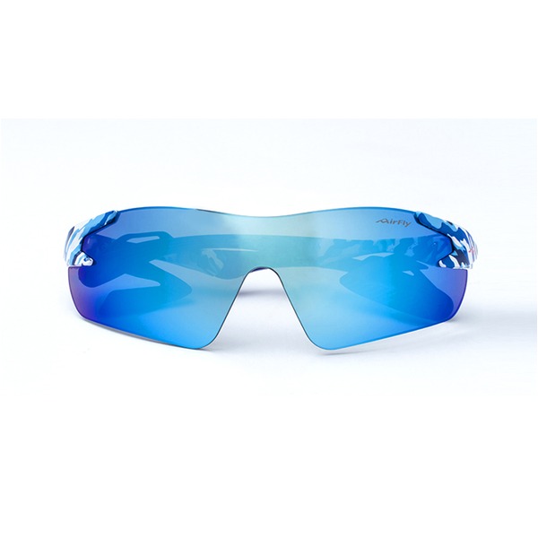 ノーズパッドレススポーツサングラスAirFly(エアフライ)AF-301C-4ブルーカモフラージュミラーレンズユニセックス男女兼用【代引不可】送料無料!
