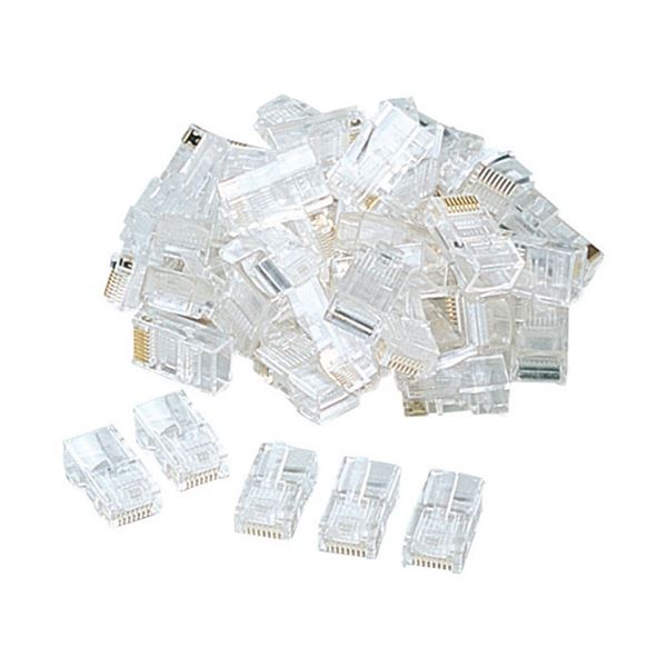 (まとめ)サンワサプライ RJ-45繋ぎ(より線用) ADT-RJ45-100【×2仕かける】 その他-パソコン・周辺機器