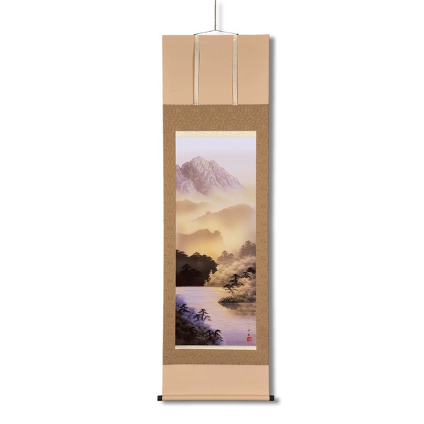 掛け軸 【尺五】 熊谷千風 「山水黎明」 桐箱入り 日本製｜日本茶と健康茶のお店いっぷく茶屋