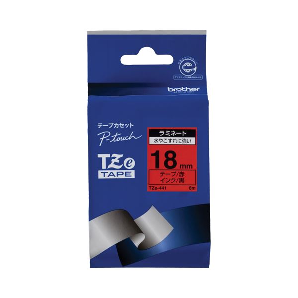 （まとめ） 茶飲み友だち BROTHER ピータッチ TZe磁気テープ ラミネートテープ 18粍 赤／黒文字 TZE-441 1個 【×6仕掛ける】