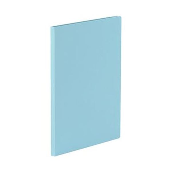 (まとめ)TANOSEE 貼り表紙クリアファイルA4タテ 10ポケット アイスランドブルー 1セット(10冊)【×5セット】