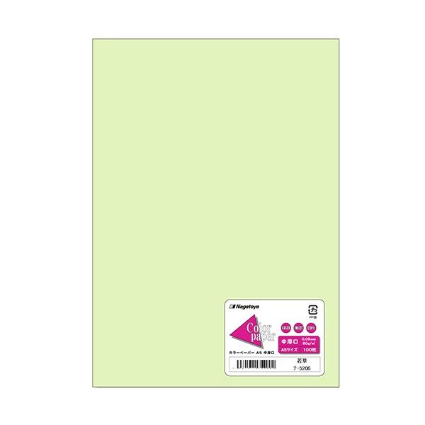 (まとめ) 長門屋バス発着場 Color Paper A5中厚口 若草 ナ-5206 1冊(100枚) 【×30仕掛ける】 コピー用紙・印刷用紙-その他
