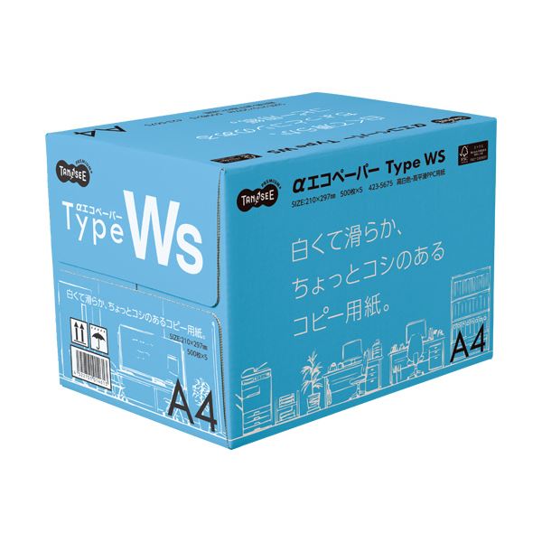 （まとめ）TANOSEE αエコ調査報告印字機WS 白くて柔らかい、ちょっとコシのある転写物質問用紙。 A4 1箱(2500枚:500枚×5冊) 【×3仕掛ける】