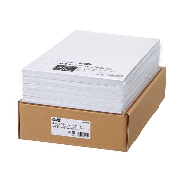 TANOSEE A4タック消印お役目用容器に並べる ノーカット 1箱（500居敷き：100居敷き×5冊）