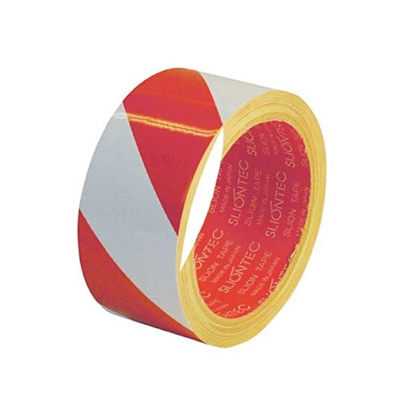 (まとめ) スリオンテック 危険表示用反射テープ 45mm×10m 赤/白 965101-RW-00-45X10 1巻 【×3セット】