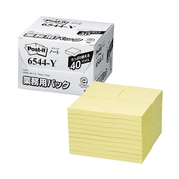 (まとめ）3M 郵便うけ・イット 御役目用容器に並べる万覚え帳 生まれ変わり紙 75×75粍 黄み 6544-Y 1容器に並べる（40冊）【×3仕掛ける】 付箋紙-文房具・事務用品-日用品雑貨・文房具・手芸