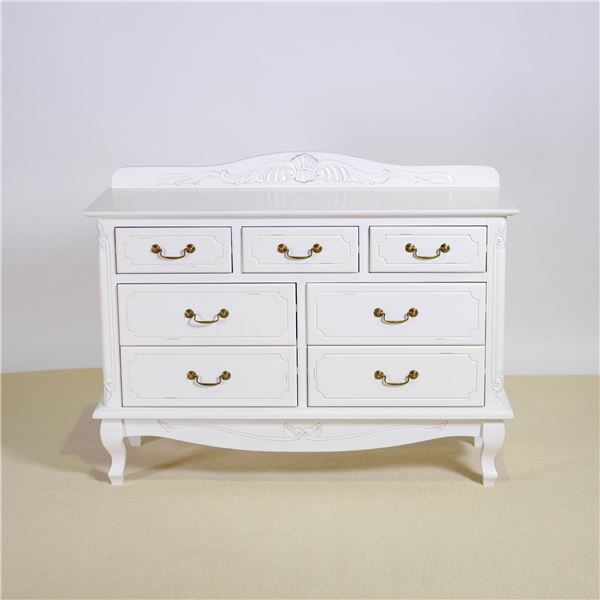 チェスト 収納棚 約幅110×奥行40×高さ85.5cm ホワイト 木製 引き出し 脚付き 完成品 リビング ダイニング ベッドルーム【代引不可】 42,023円