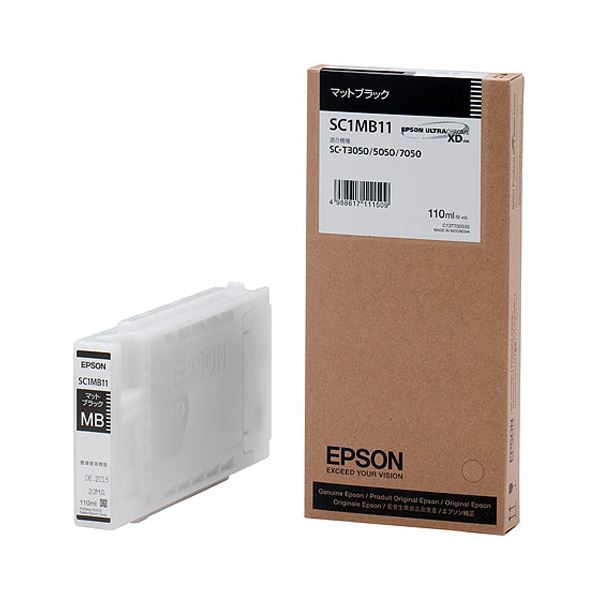 (まとめ）エプソン EPSON インクカートリッジ マットブラック 110ml SC1MB11 1個【×3セット】