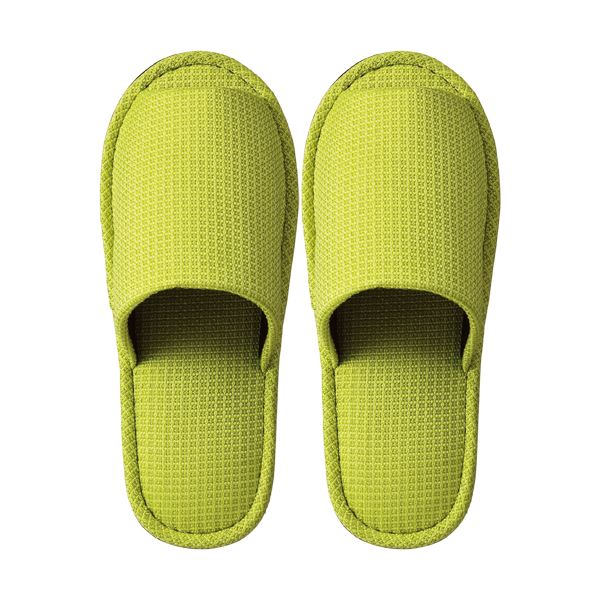 (まとめ) TANOSEE 外縫いスリッパ ラドクリフ グリーン 1足 【×10セット】