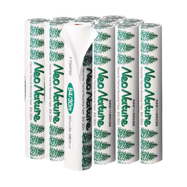 (まとめ) クリエイティア FSC公証感熱FAX渦巻形紙 Neo Nature B4 幅257mm×長さ30m 芯口径0.5in 表発色 F734FSC 1仕掛ける(12本)  【×5仕掛ける】
