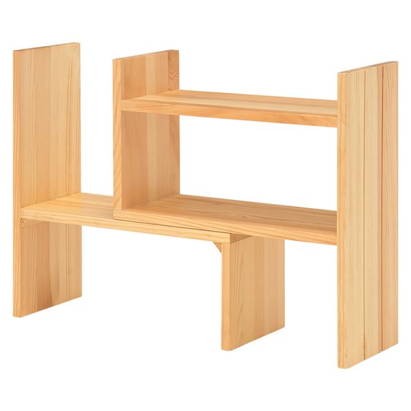 伸縮ラック/スパイスラック 約幅40～75.5×奥行16×高さ41cm ナチュラル 天然木 完成品 〔キッチン 台所〕【代引不可】