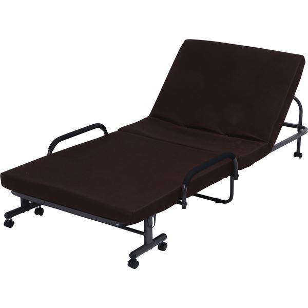折りたたみベッド 寝具 約幅97cm ブラウン 低反発 フリーロック42段 キャスター 移動便利 組立品 ベッドルーム 寝室【代引不可】｜日本茶と健康茶のお店いっぷく茶屋