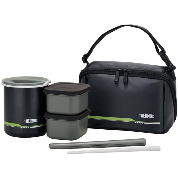 【12個書き割り】 【THERMOS サーモス】 保温弁当箱 【引っ敷き黒いこと ごはん量：お茶碗約2.5杯分】 成人男性向け 軽さ パウダーコンパクト