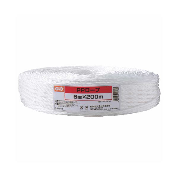 （まとめ）TANOSEE PPロープ 6mm×200m 1巻 【×10セット】 7,280円