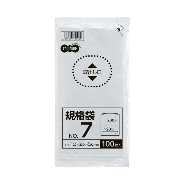 (まとめ) TANOSEE 規格袋 7号0.02×120×230mm 1パック（100枚） 【×100セット】