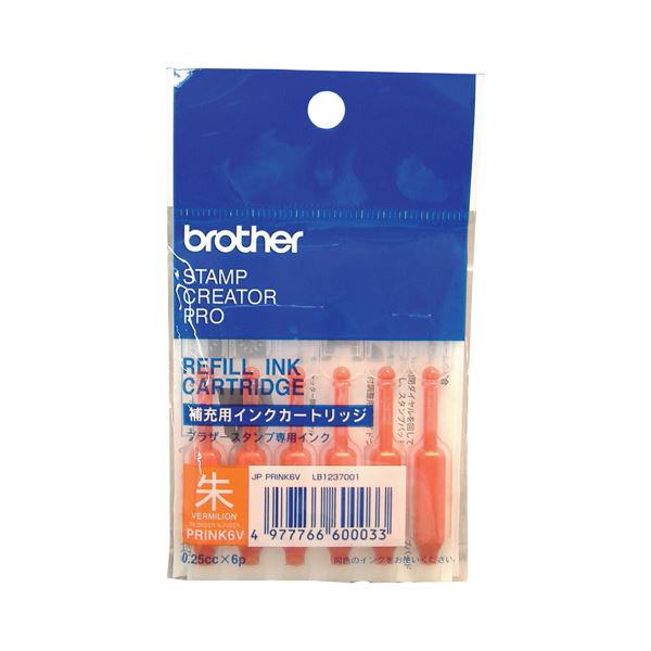 (まとめ) 茶飲み友だち BROTHER 使い走りきり手合い置き換えインキ 朱 PRINK6V 1風呂敷き包み（6本）  【×30仕掛ける】