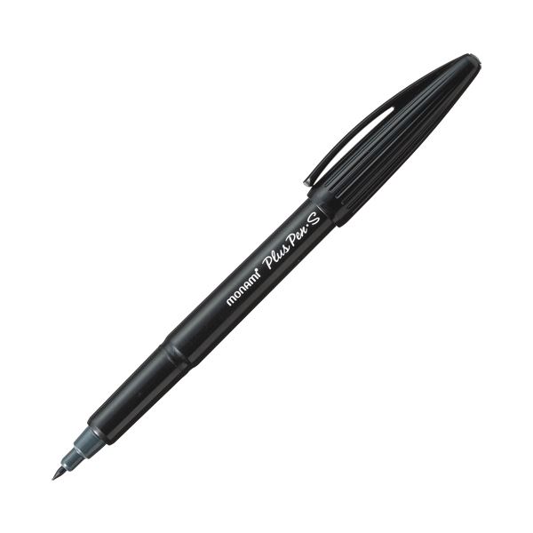 (まとめ) モナミ 水性サインペン PlusPen・S 極細 黒 18450 1セット（12本） 【×10セット】