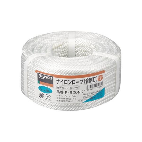 (まとめ) TRUSCO ナイロン金剛打ロープ 6mm×20m コイル巻 R-620NK 1巻 【×3セット】