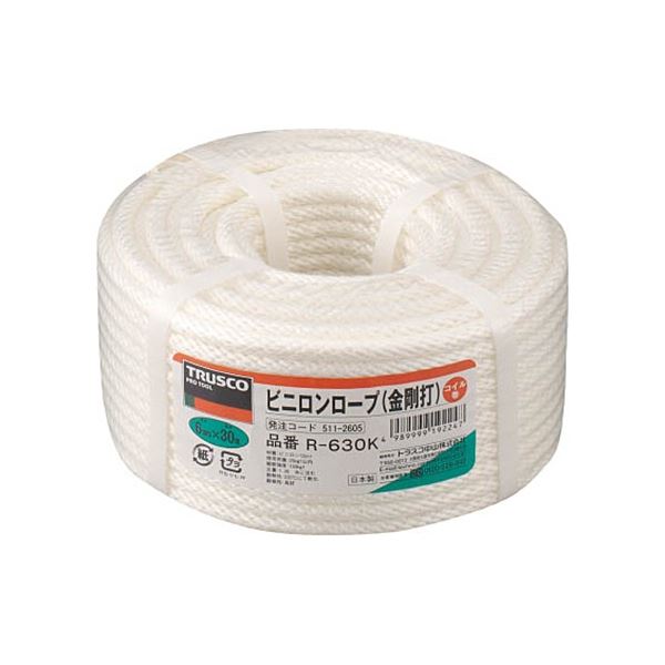 (まとめ) TRUSCO ビニロン金剛打ロープ 6mm×30m コイル巻 R-630K 1巻 【×3セット】
