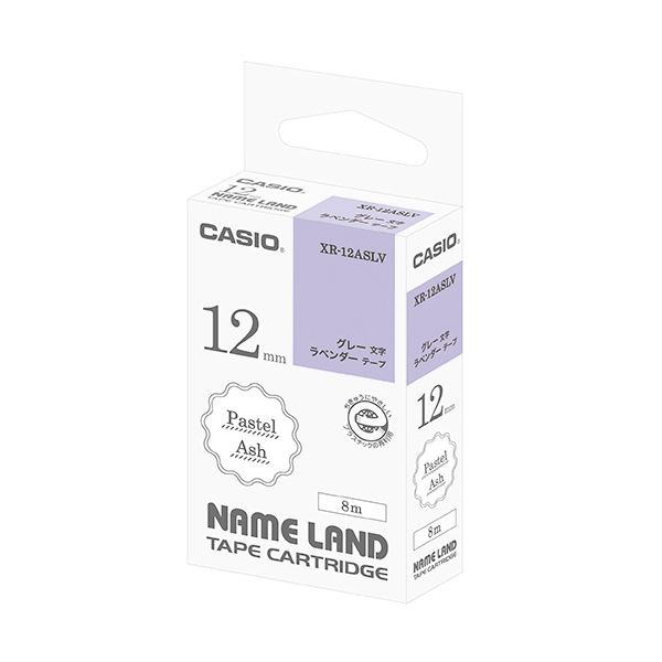 (まとめ) カシオ NAME LANDパステルアッシュテープ 12粍 ラベンダー/薄墨色文字記号 XR-12ASLV 1個 【×10仕掛ける】