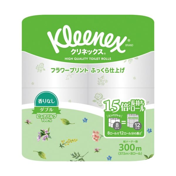 とっておきし新春福袋 日本製紙クレシア クリネックス コンパクト フラワープリント ダブル 芯あり 37.5m 1セット 64ロール  bellofestas.com.br