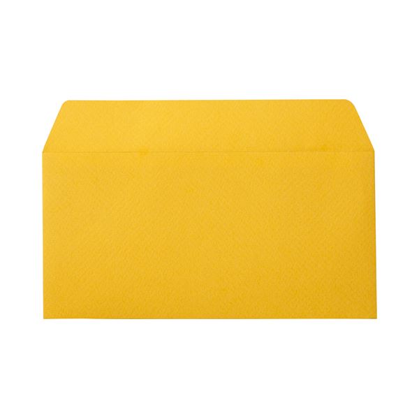 (まとめ) 寿堂 カラー横型封筒 110×220mm 127.9g／m2 テープのり付 〒枠なし 柚子 10351 1パック（10枚） 【×30セット】