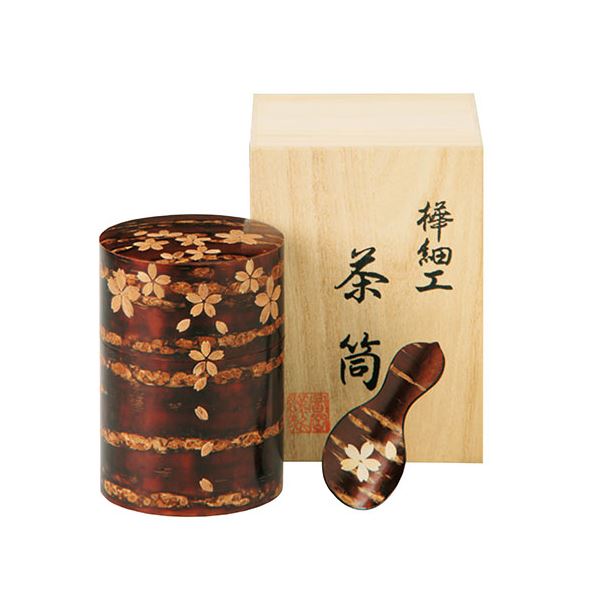 茶道具　樺細工　桜皮細工　茶筒　茶箕セット　共箱　V　5772 Amazon｜樺細工 桜皮細工 日本製 秋田県指定伝統工芸品 茶筒