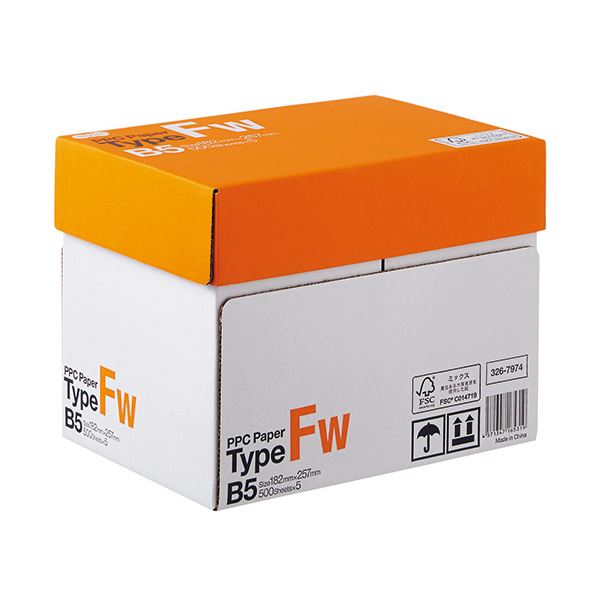 (まとめ) TANOSEE PPC PaperType FW B5 1箱(2500枚:500枚×5冊) 【×5セット】