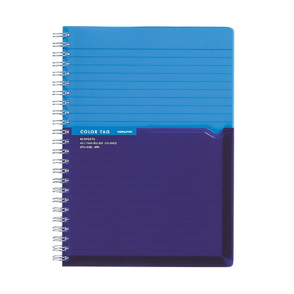 (まとめ) コクヨ ツインリングノート（カラータグ）Bi-COLOR A5 A罫 90枚 ブルー CTス-C30B 1冊 【×30セット】