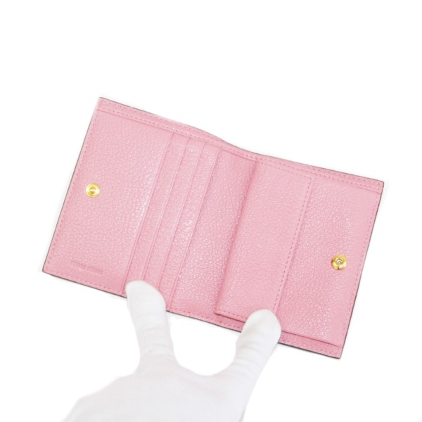 楽天市場 中古 Miumiu ミュウミュウ 二つ折り財布 ハート柄 マドラスレザー ローズ 一風騎士