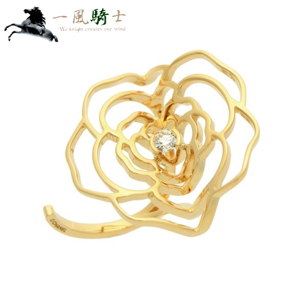 中古 Chanel シャネル カメリア リング K18yg ダイヤモンド 59 Chanel 19号 750 イエローゴールド フラワー 椿 花 指輪 アクセサリー ブランドジュエリー Rollinrockrecords Com