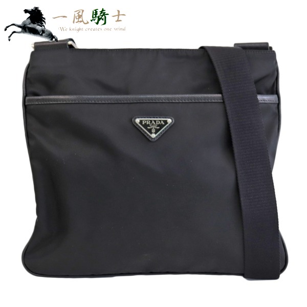 Prada 中古 プラダ 男女兼用バッグ ショルダーバッグ ナイロン レザー ブラック 2vh053prada 斜め掛け ポシェット 一風騎士 バッグ 中古美品 ショルダーバッグ メッセンジャーバッグ 一風騎士