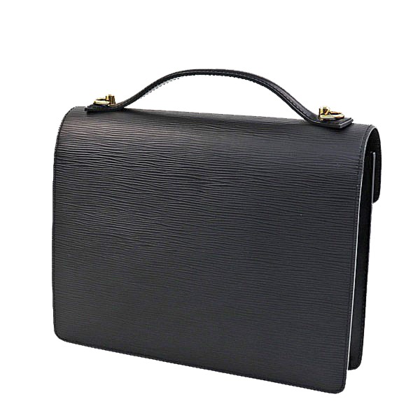 中古 送料無料 Louis バッグ 中古美品 モンソー エピ ノワール Mlv メンズ ハンドバッグ ストラップ付 一風騎士 Vuitton 一風騎士 中古 Louis その他 ルイ ヴィトン