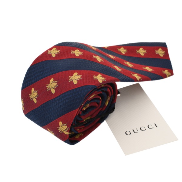 全品ポイント2倍 最大30 000円offクーポン利用可 枚数限定 10月1日0 00から 未使用 Gucci グッチ ネクタイ ビー ハチ シルク100 ネイビー レッドgucci ファッション小物 メンズ Sgcc Bm