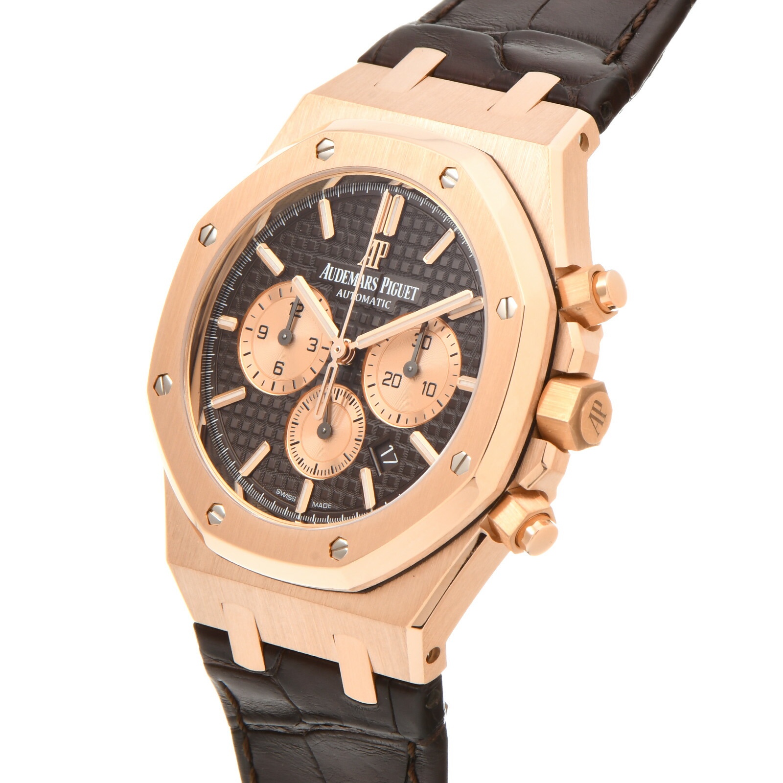 中古 オーデマ or Oo D1cr 01 Audemars Piguet クロノグラフ ピゲ ピンクゴールド ブラウン メンズ ロイヤルオーク 腕時計 ホットセール ピゲ