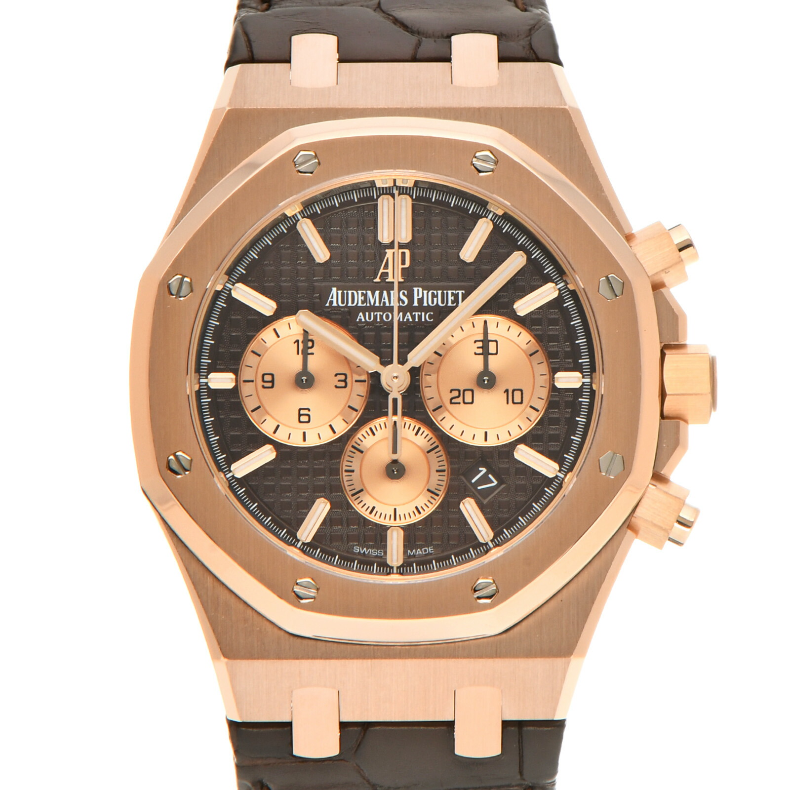 中古 オーデマ or Oo D1cr 01 Audemars Piguet クロノグラフ ピゲ ピンクゴールド ブラウン メンズ ロイヤルオーク 腕時計 ホットセール ピゲ