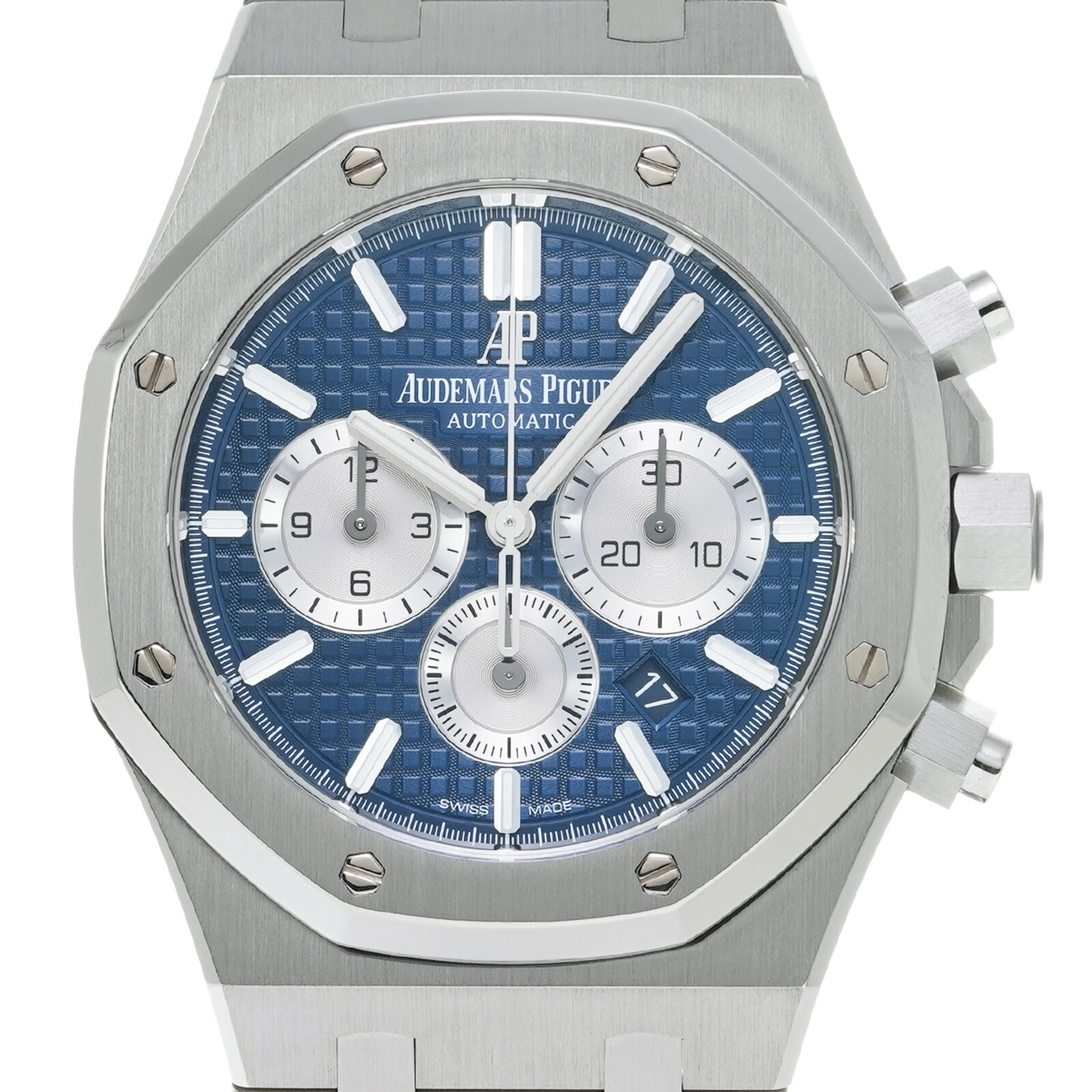 中古 オーデマ st Oo 12st 01 Audemars Piguet クロノグラフ ピゲ ブルー メンズ ロイヤルオーク ロジウム 腕時計 話題の行列 ピゲ