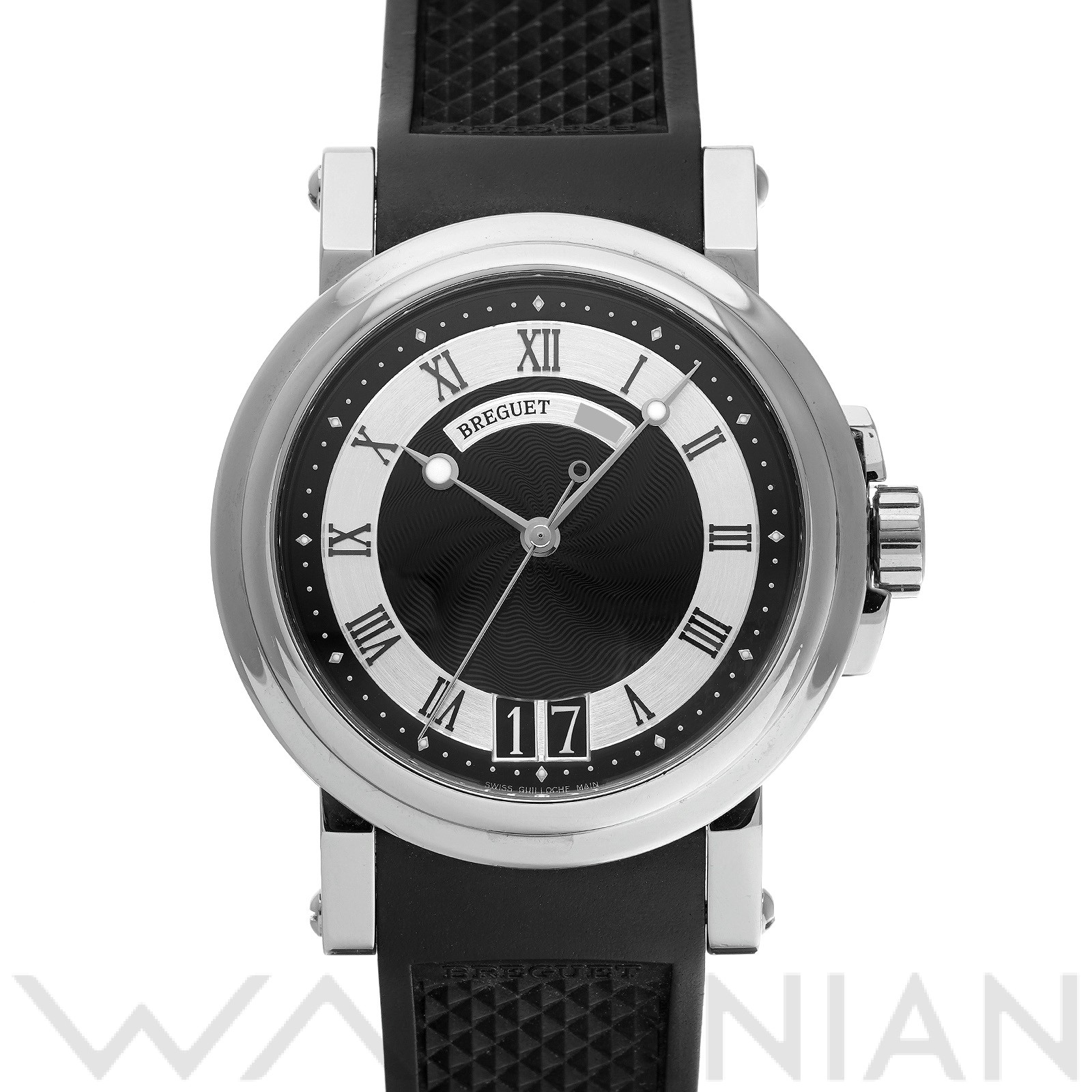 【中古】 ブレゲ Breguet マリーン II ラージデイト 5817ST/92/5V8 ブラック メンズ 腕時計