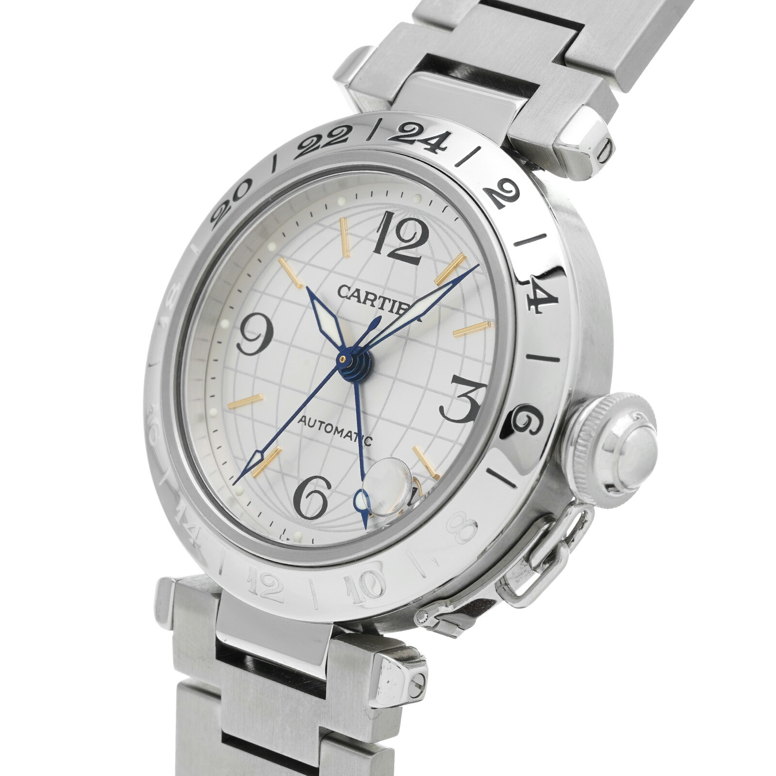 【中古】カルティエCARTIERパシャCメリディアンGMTW31029M7シルバーユニセックス腕時計